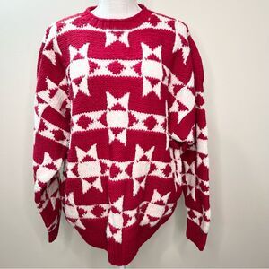 VTG Thornton Bay Hand Knitted 100% Wool Grandpa Ski Sweater Large